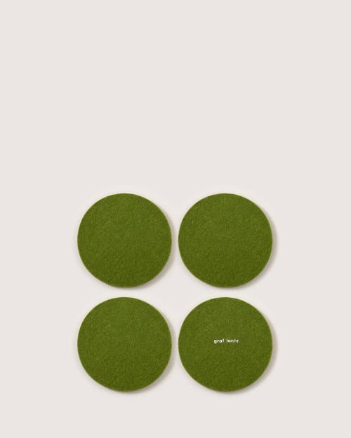 Graf & Lantz Graf Lantz Bierfilzl Merino Wool Round Coaster Solid 4 Pack In Loden Green