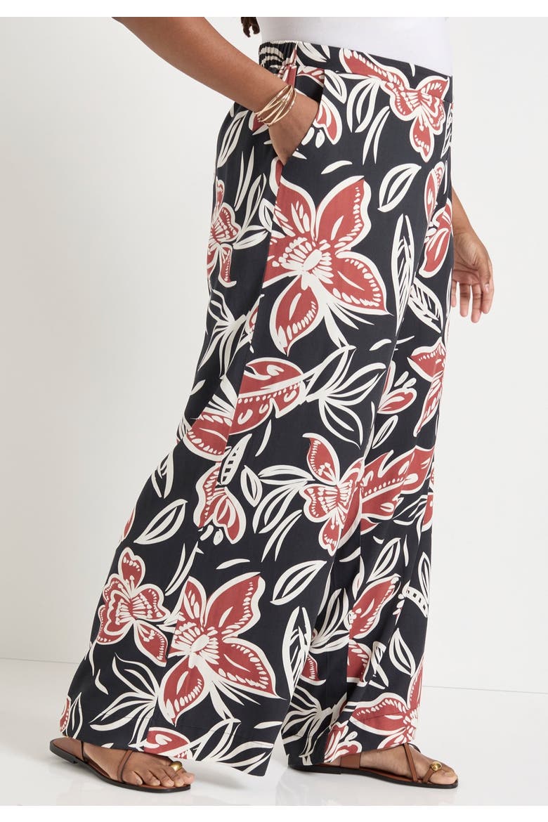 Wide Leg Pull On Pants, Alternate, color, BATIK FLORAL