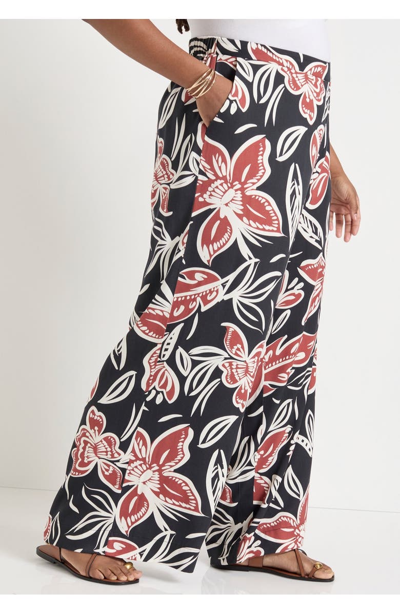 June + Vie Wide-Leg Pull-On Pants, Alternate, color, Batik Floral