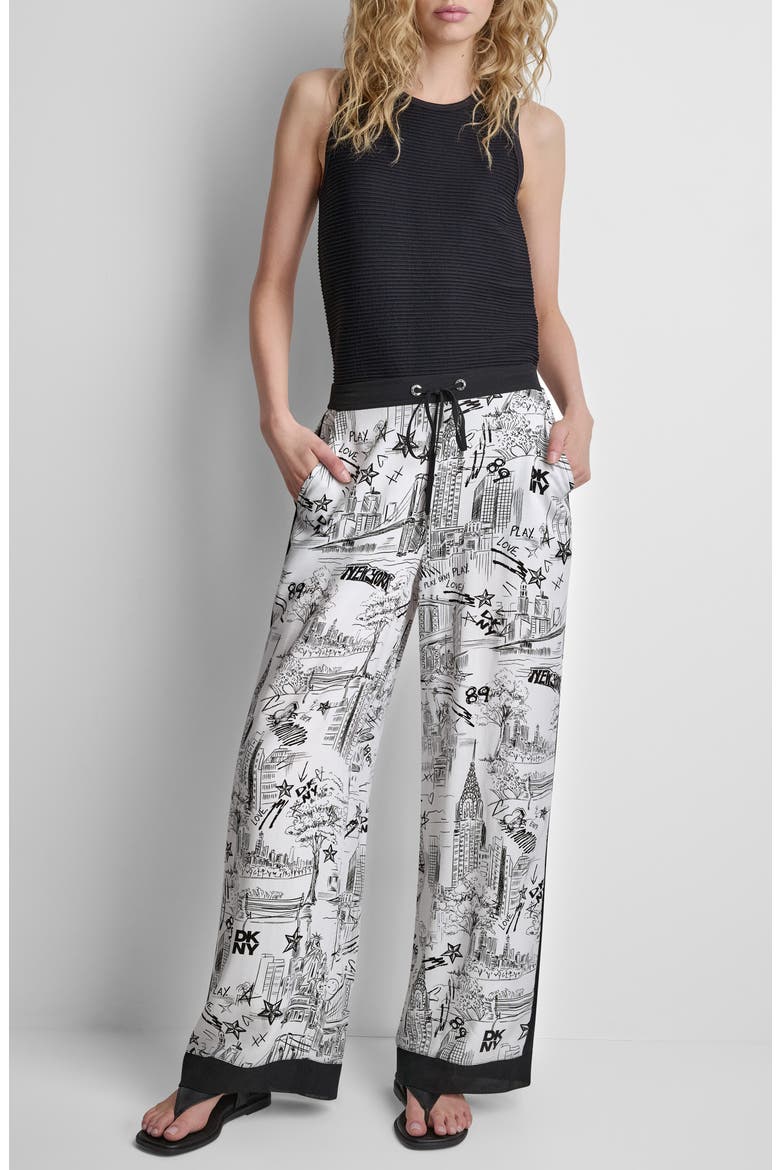 New York Print Wide Leg Pants, Alternate, color, NEW YORK TOILE WHITE