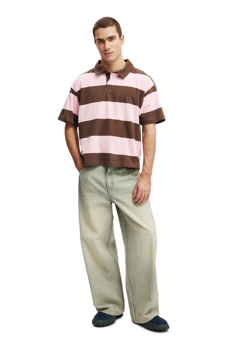 Cotton On Men's Cropped Fit Polo, Alternate, color, Pink Washed Chocolate Bold