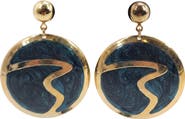 MADISON BEVERLY HILLS Vintage 1980s Blue Enamel Circle Dangle Earrings