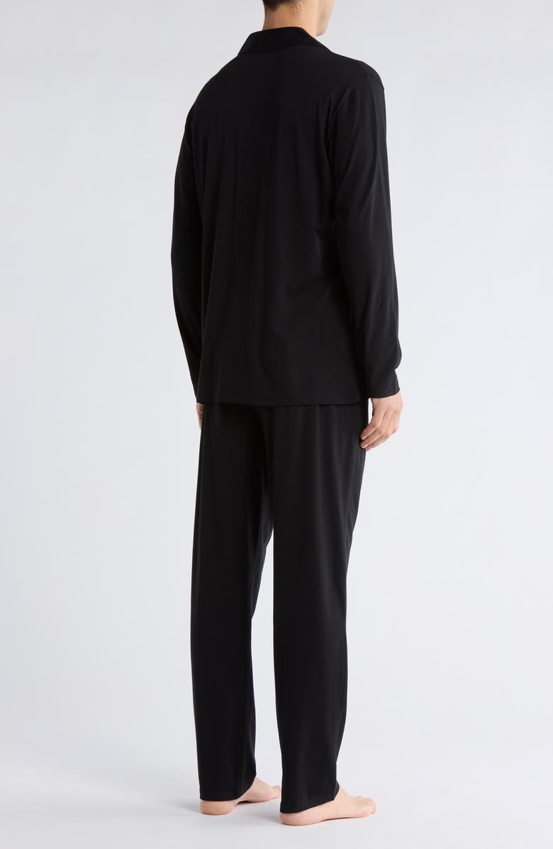Calvin Klein Collared Logo Pajamas, Alternate, color, Black