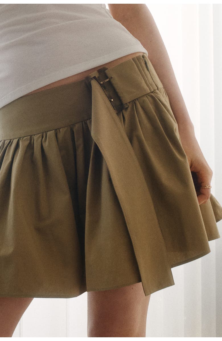 H&M Flared Cotton Mini Skirt, Alternate, color, Khaki Green