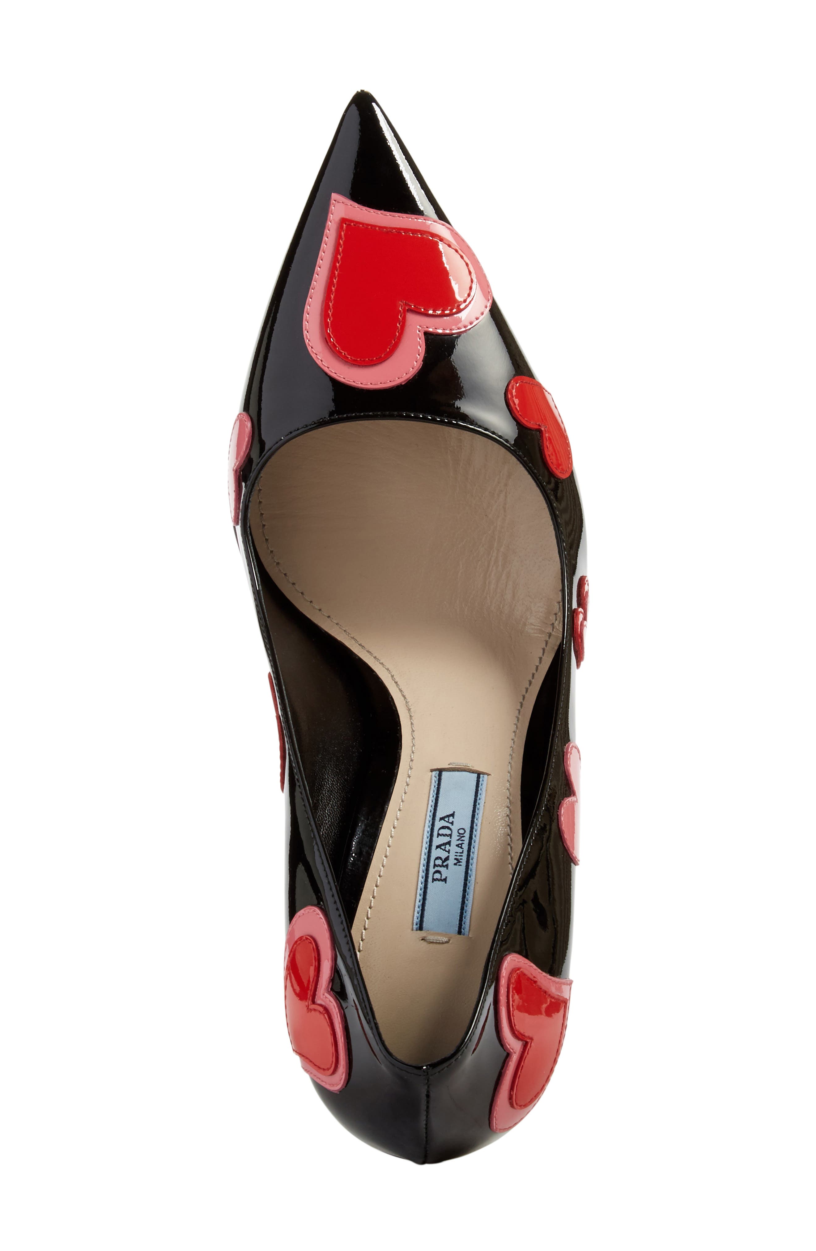 Heart Pointy Toe Pump, Alternate, color, BLACK/ RED
