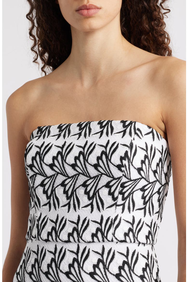 Strapless Jacquard Sheath Dress, Alternate, color, BLACK/ WHITE