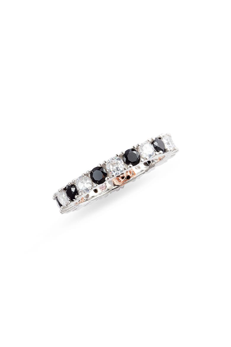 Sterling Silver Black & White Cubic Zirconia Eternity Band Ring, Main, color, BLACK