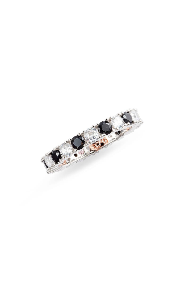 SUZY LEVIAN Sterling Silver Black & White Cubic Zirconia Eternity Band Ring, Main, color, Black
