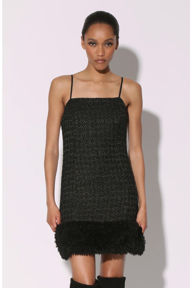 Helen Faux Fur Hem Metallic Tweed Minidress, Alternate, color, MAGIC TWEED