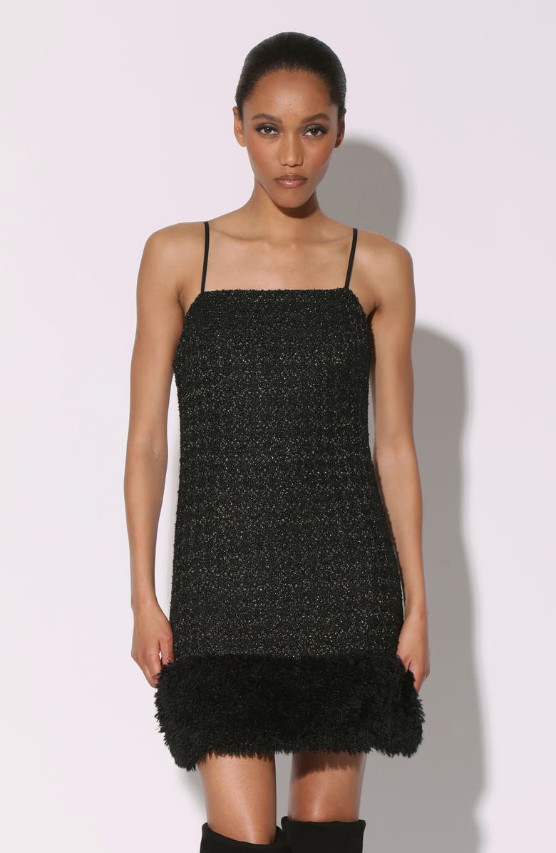 Walter Baker Helen Faux Fur Hem Metallic Tweed Minidress, Alternate, color, Magic Tweed