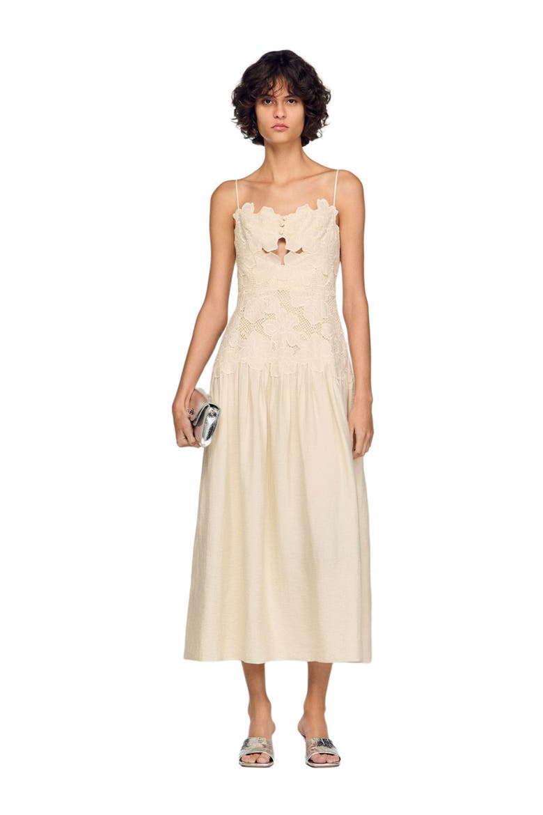 Guipure maxi dress, Alternate, color, Ecru