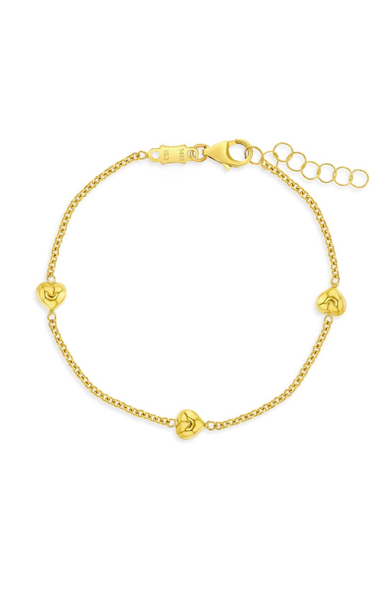 In Season Jewelry 14k Puffed Heart Little Bracelet, Main, color, Gold