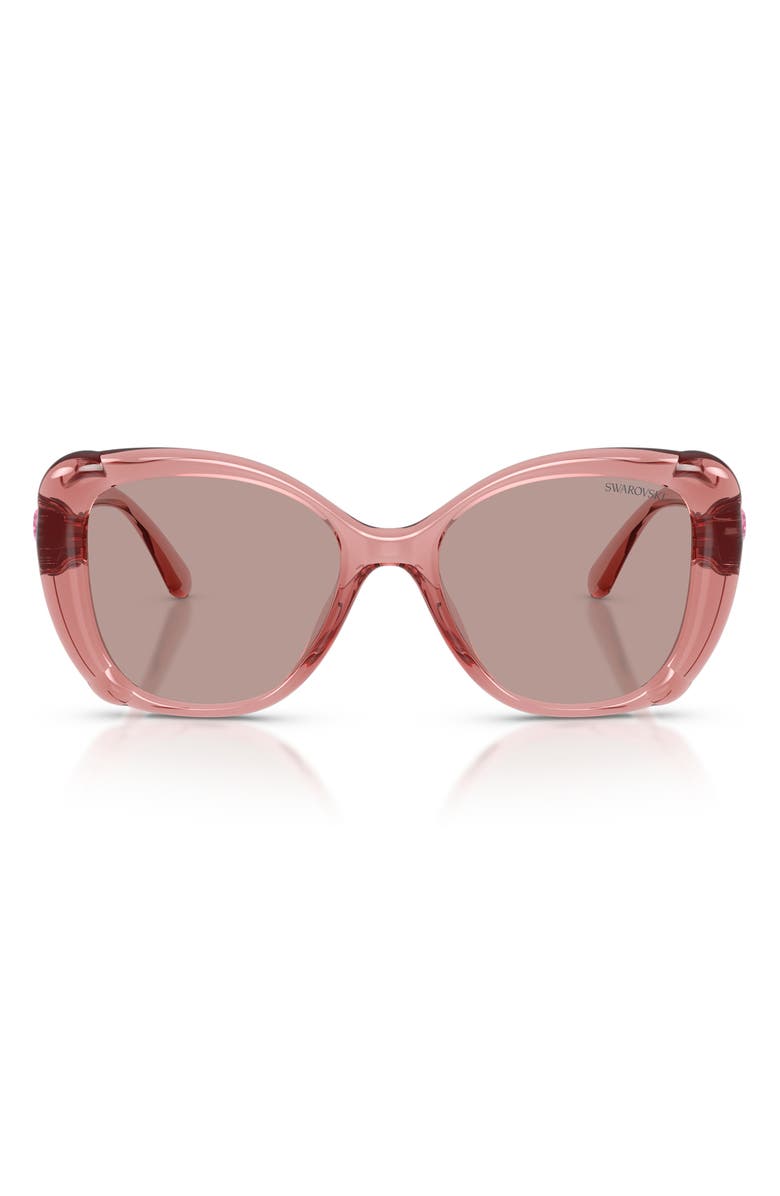 Swarovski 53mm Butterfly Sunglasses, Main, color, Transparent Pink / Purple