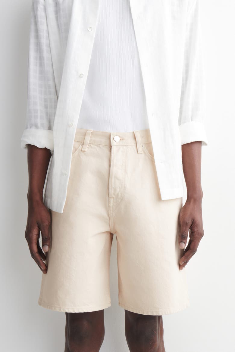 Knee-length Denim Shorts, Alternate, color, CHALK