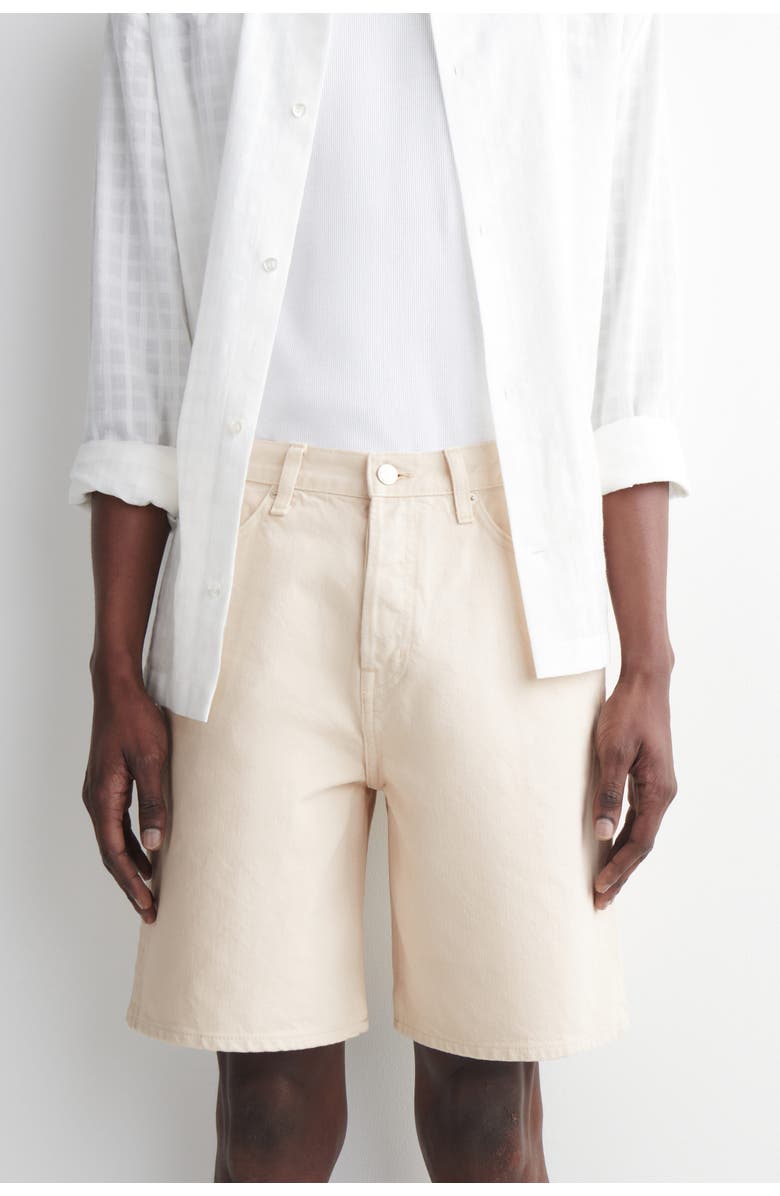 COS Knee-length Denim Shorts, Alternate, color, Chalk