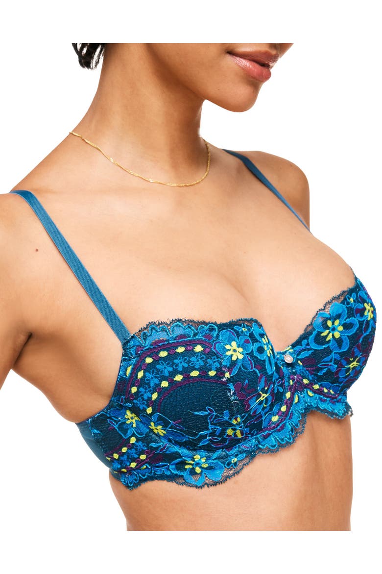 Nicholette Contour Balconette Bra, Alternate, color, Floral blue