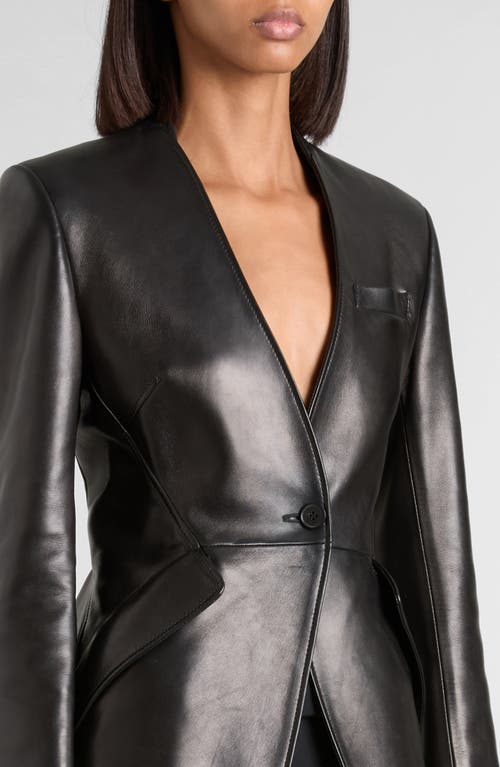 Alexander Mcqueen Mcqueen Tailored Peplum Leather Jacket In Black