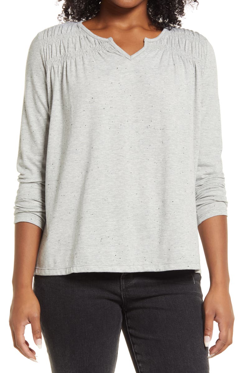 Everleigh Long Sleeve Smocked T-Shirt, Main, color, 