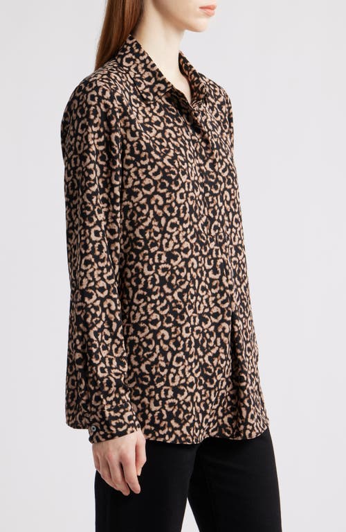 Nic + Zoe Nic+zoe Abstract Animal Print Top In Brown