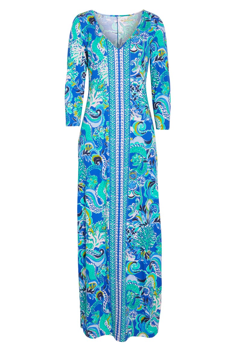 Anissa Maxi Dress, Alternate, color, BLUE GROTTO SIRENS AND SPIRITS