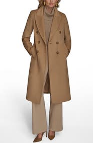 Donna Karan New York Tailored Double Breasted Wool Blend Coat