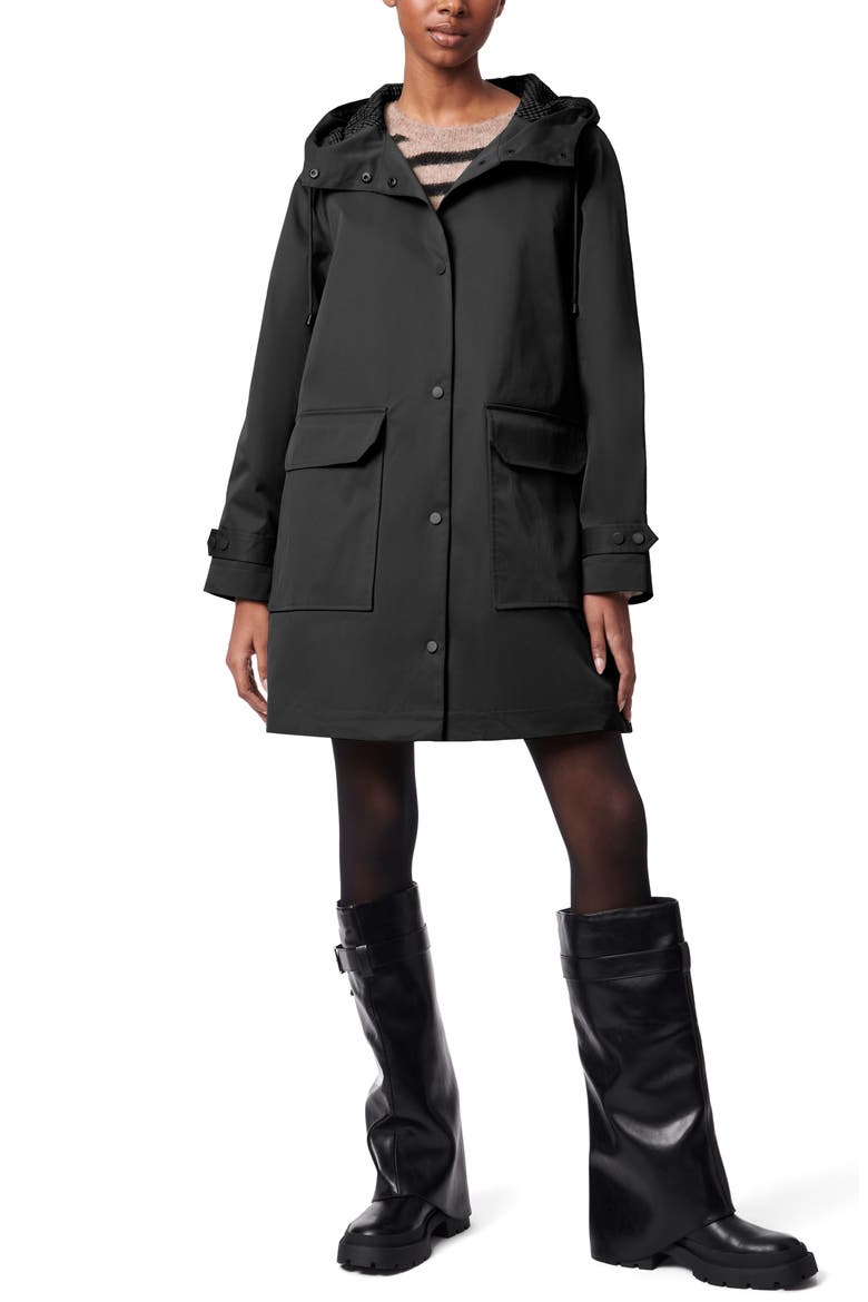 Water Resistant Hooded Jacket, Alternate, color, BLACK