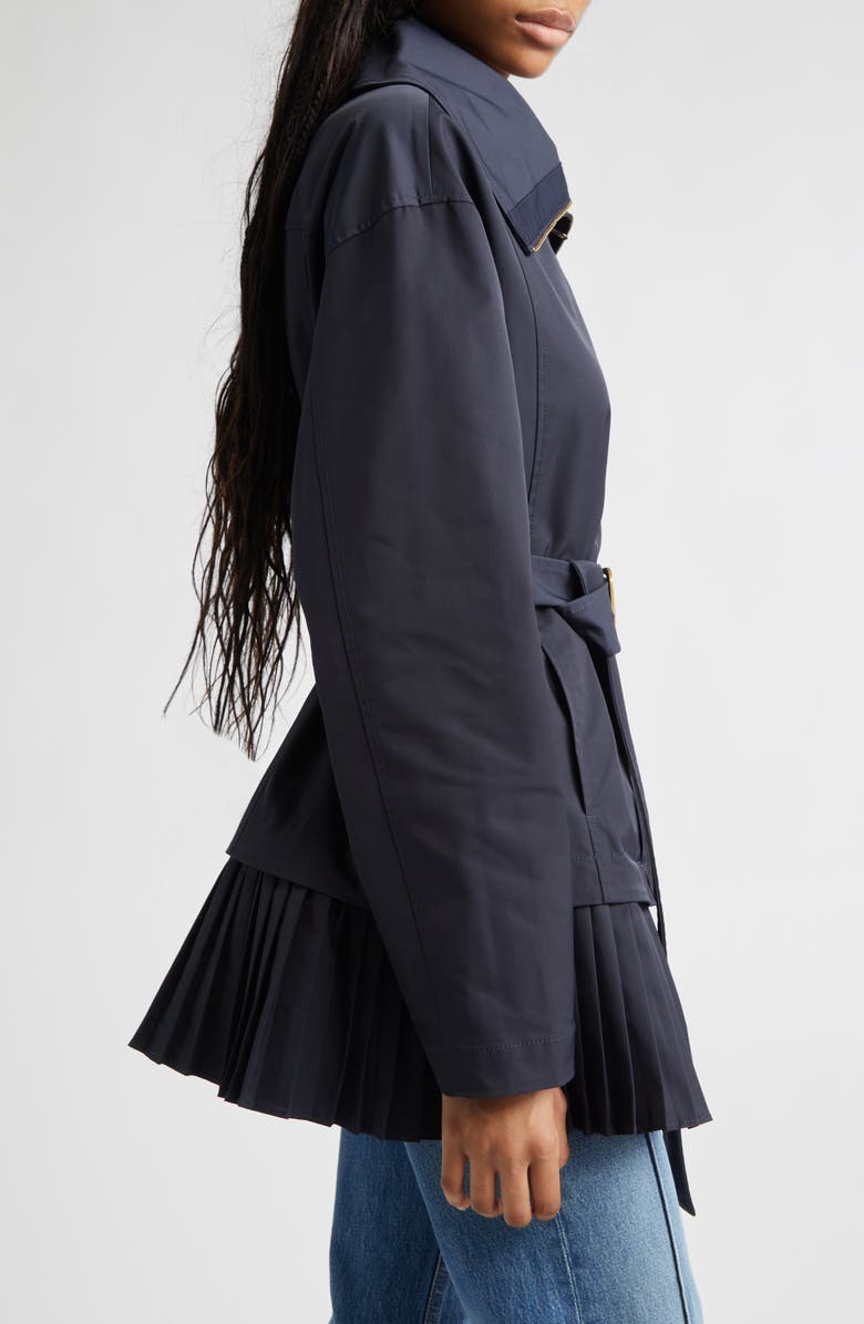 Ulla Johnson Lison Belted Jacket with Pleated Hem, Alternate, color, Midnight