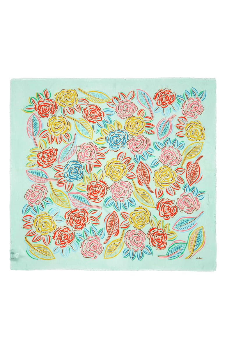 Echo Gestural Rose Print Square Scarf, Alternate, color, Multi