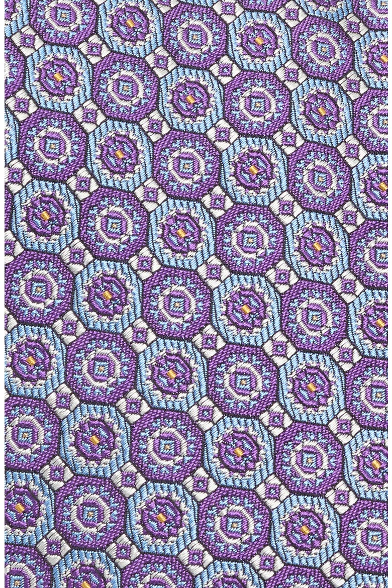 Neat Medallion Jacquard Silk & Cotton Tie, Alternate, color, PURPLE