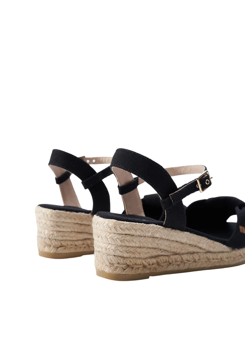Viscata Farella Canvas Espadrille Sandal Wedges In Black