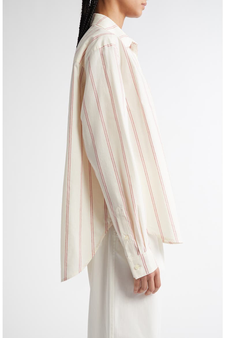 Relaxed Stripe Button-Up Shirt, Alternate, color, ECRU/ BLOSSOM