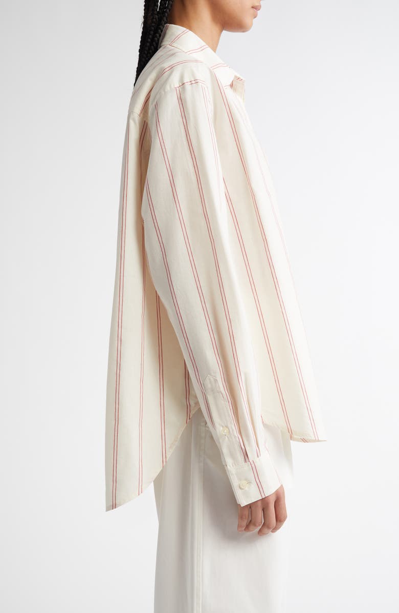 TOTEME Relaxed Stripe Button-Up Shirt, Alternate, color, Ecru/ Blossom