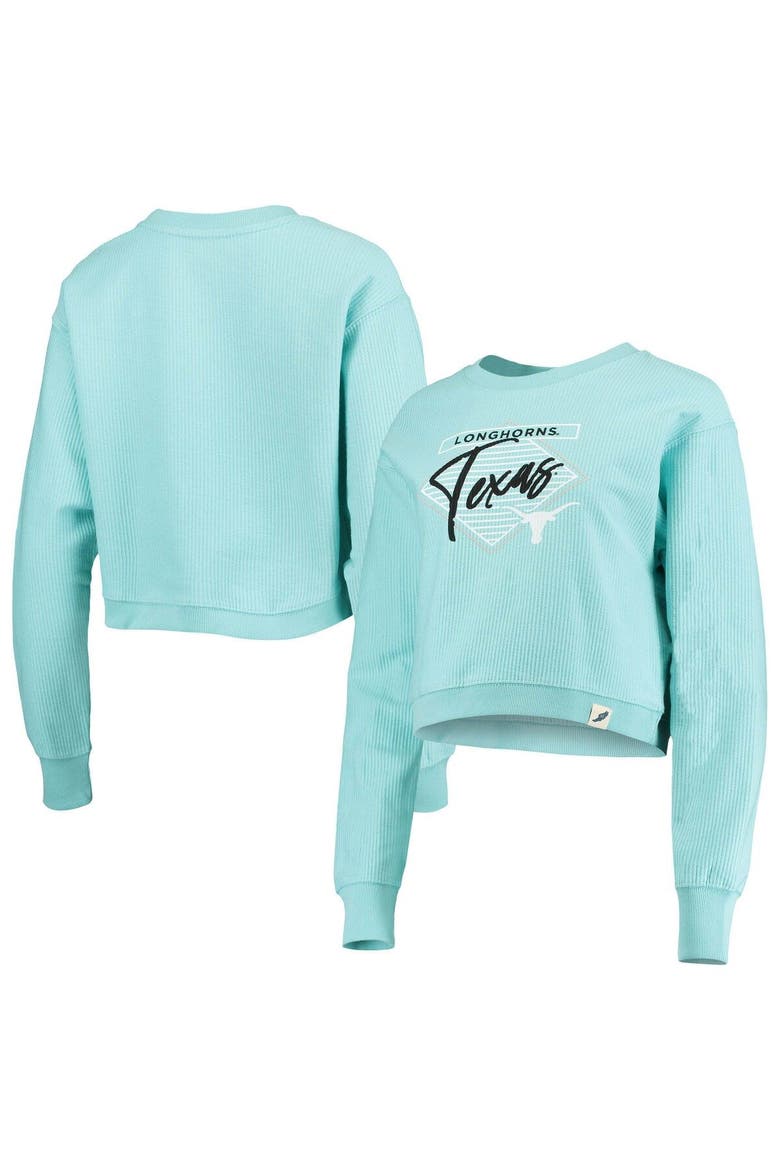 Women's League Collegiate Wear Light Blue Texas Longhorns Corded Timber Crop Pullover Sweatshirt, Main, color, Light Blue