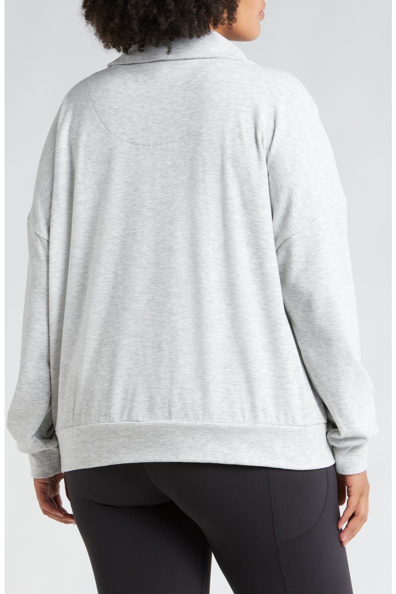 Cozy Half Zip Sweatshirt, Alternate, color, IVORY DOVE HEATHER