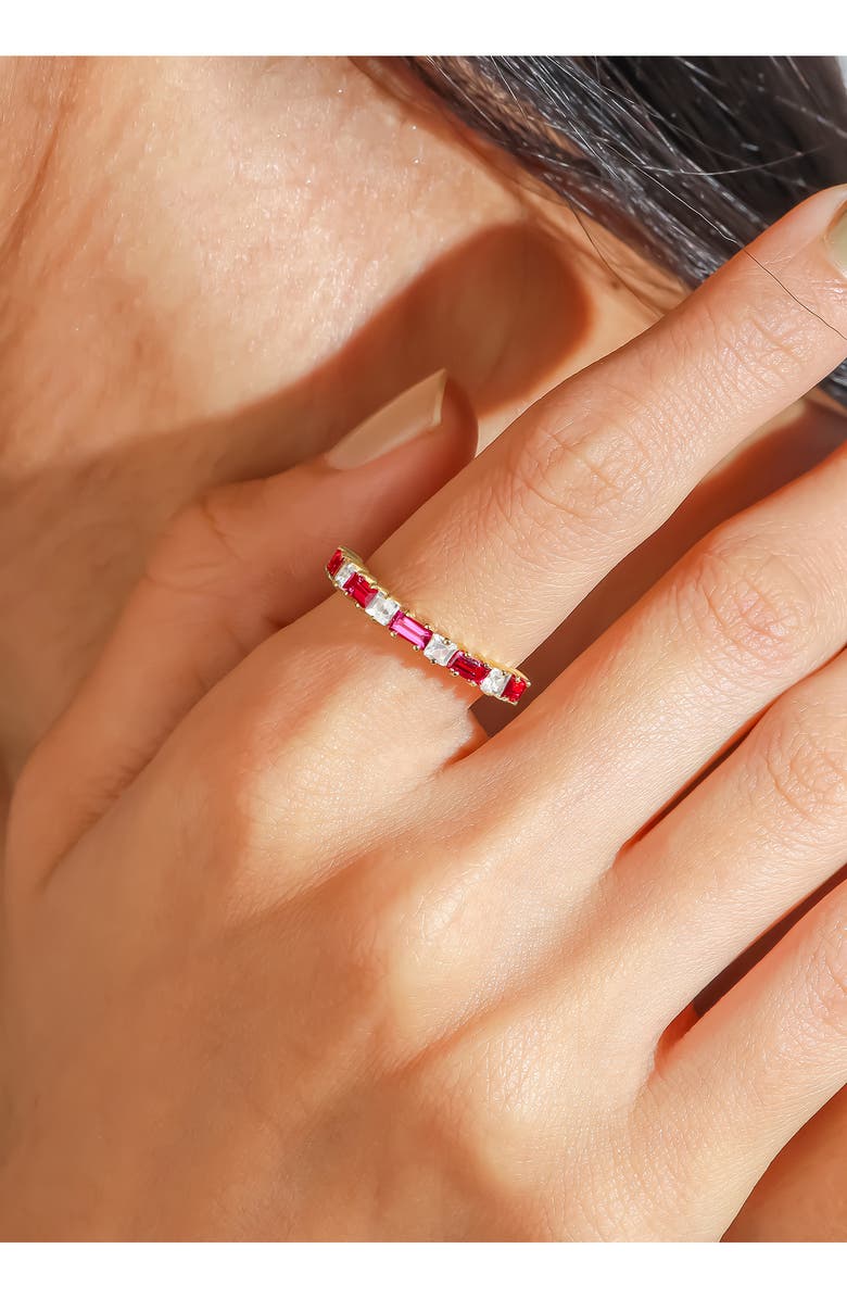 YS GEMS Garnet & White Topaz Band Ring, Alternate, color, Garnet/ Gold