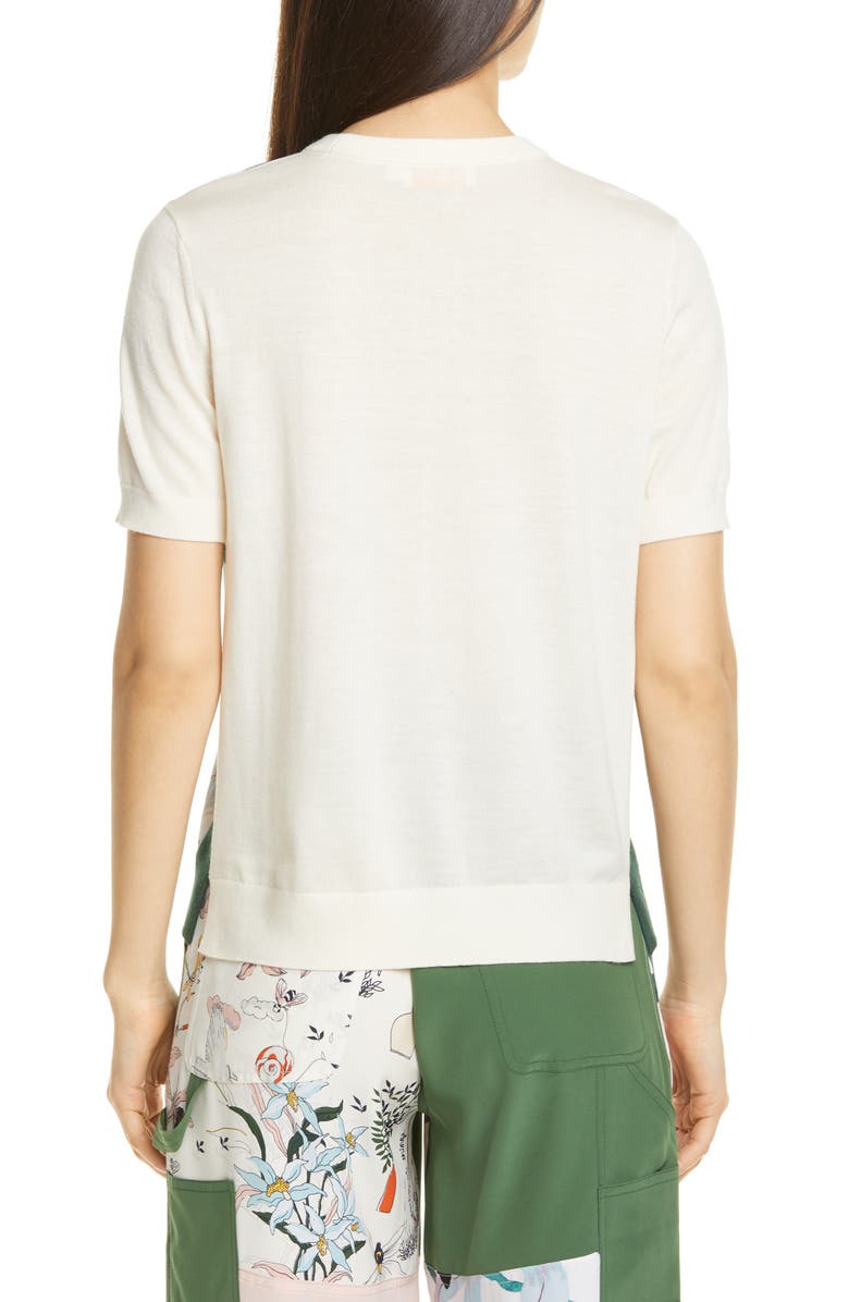 Tory Burch Silk Front Sweater, Alternate, color, 