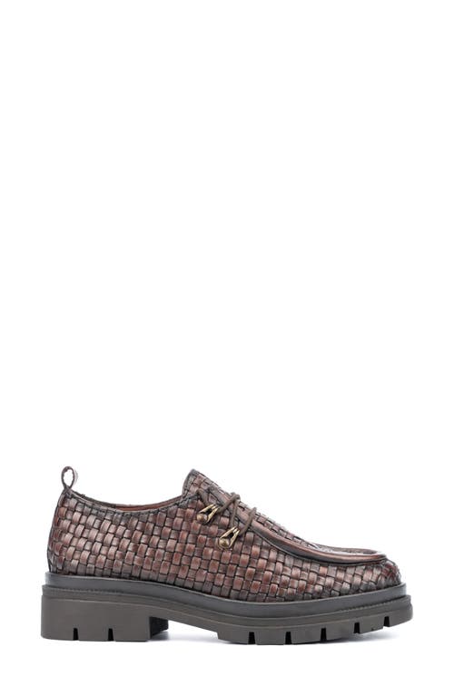 Vintage Foundry Clotilde Woven Leather Moc Toe Derby Loafer In Brown