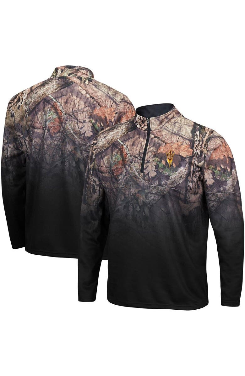 COLOSSEUM Men's Colosseum Black Arizona State Sun Devils Mossy Oak Fleet II Quarter-Zip Jacket, Main, color,