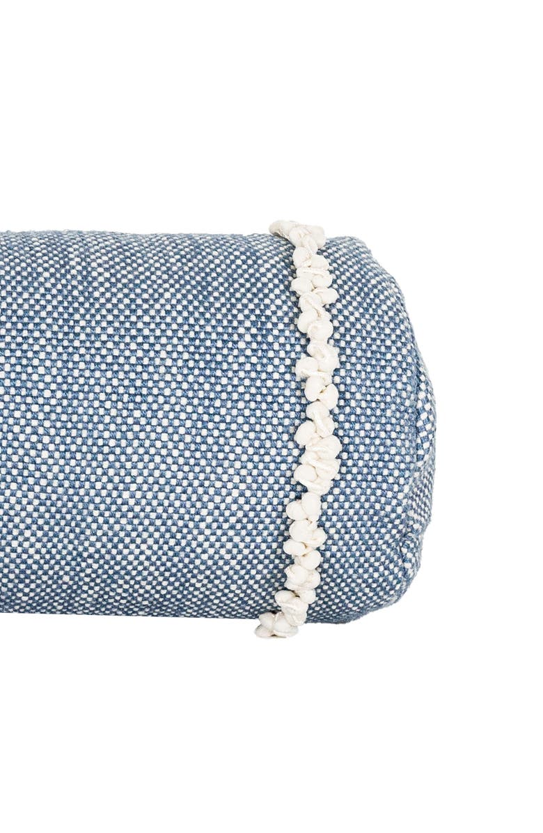 Foreside Home and Garden Waki Blue Bolster Filled Decorative Indoor/Outdoor Accent Pillow, 14" x 25", Alternate, color, Blue