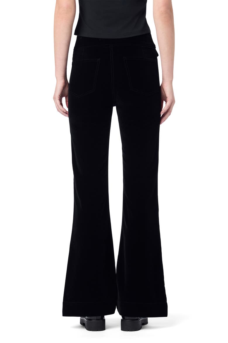 Velveteen Button Pocket Flare Pants, Alternate, color, BLACK