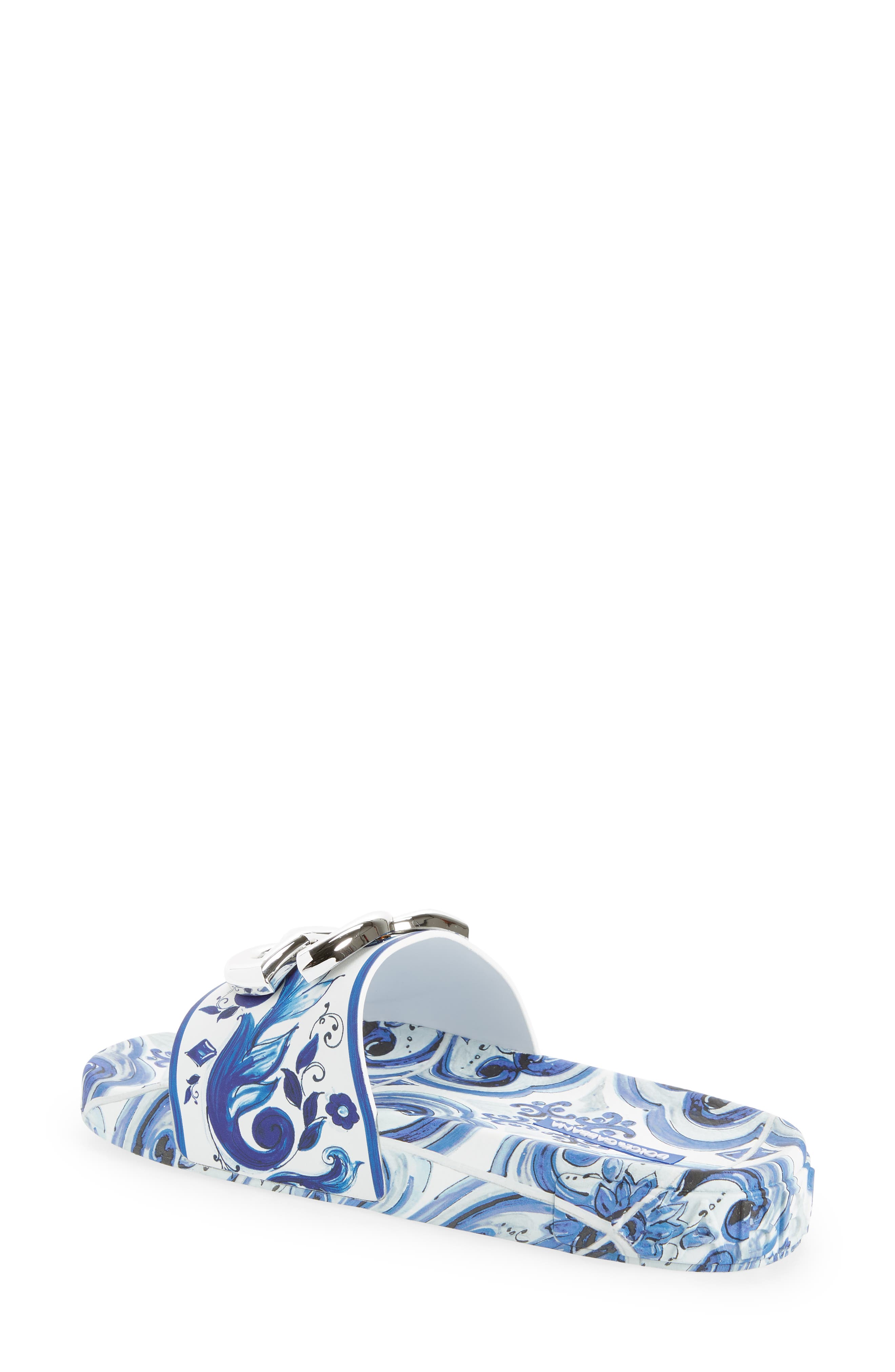 Dolce&Gabbana Logo Majolica Print Slide Sandal, Alternate, color, 