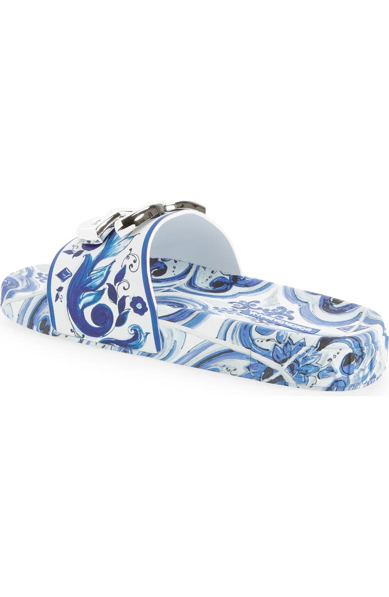 Dolce&Gabbana Logo Majolica Print Slide Sandal, Alternate, color,