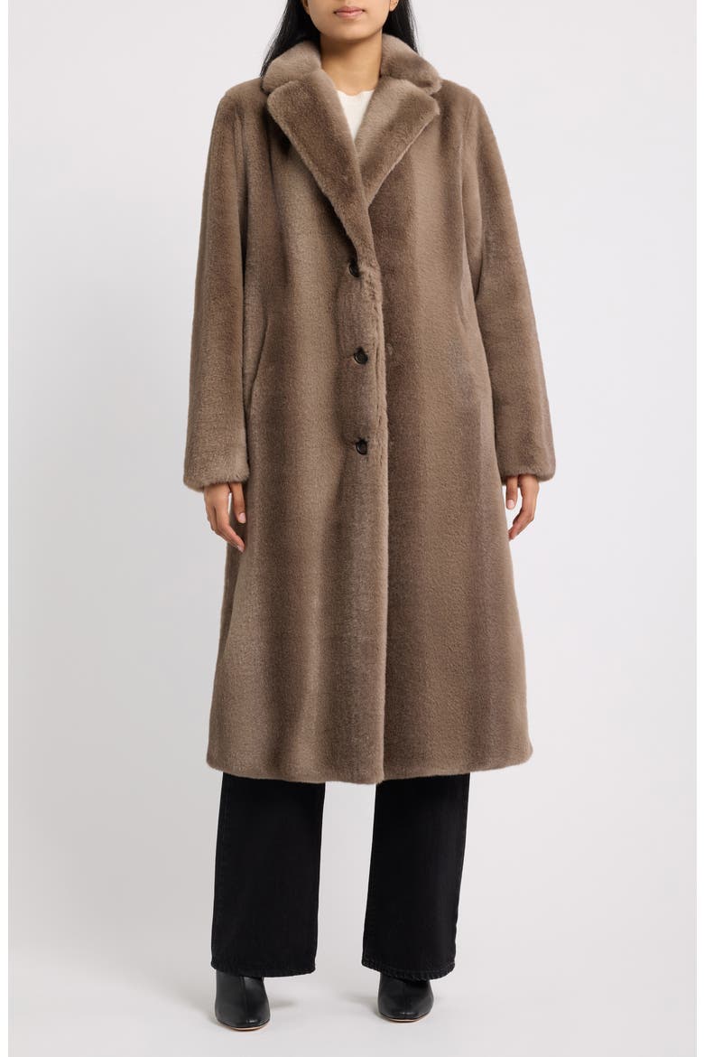 Faux Fur Long Jacket, Alternate, color, GREY