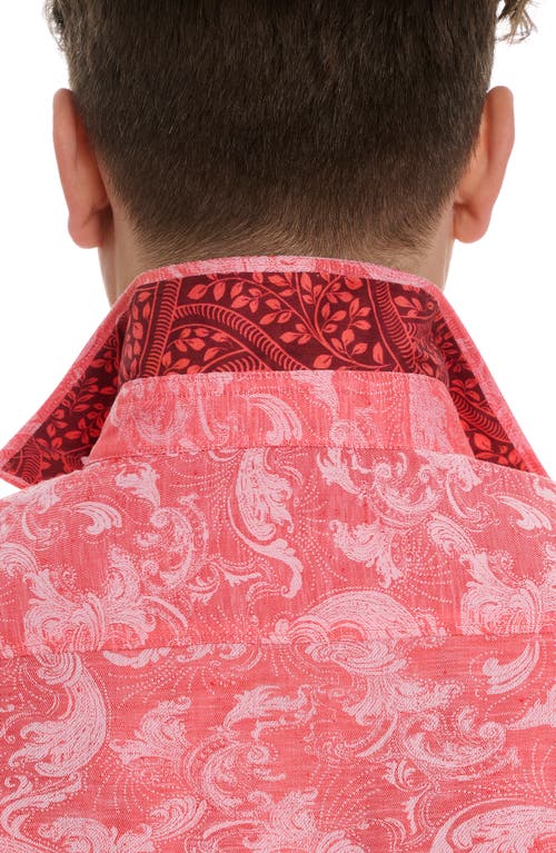 Robert Graham Poseidon Classic Fit Linen-blend Shirt In Coral