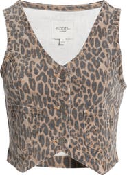 HIDDEN JEANS Cheetah Print Crop Denim Vest
