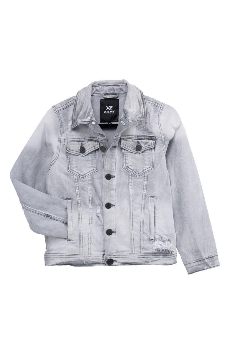 XRAY Kids' Distressed Denim Jacket, Alternate, color, Grey