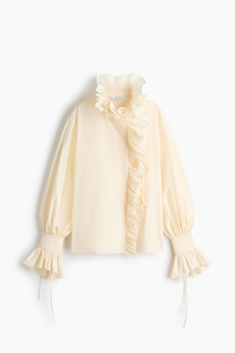 Ruffled Cotton Blouse, Alternate, color, Cream