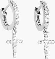 Rizen Jewelry Luminous Pavé Cross Huggie Hoop Earrings