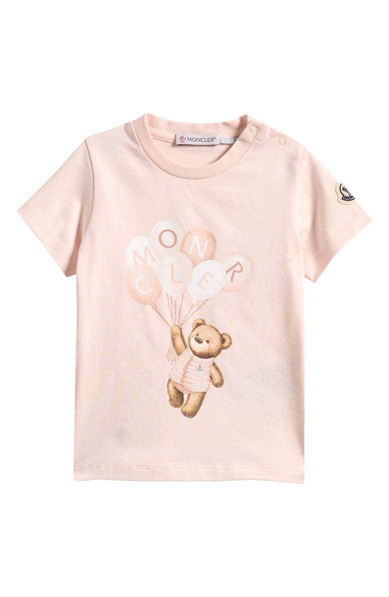 Moncler Logo Stretch Cotton Graphic T-Shirt, Main, color, Light Pink