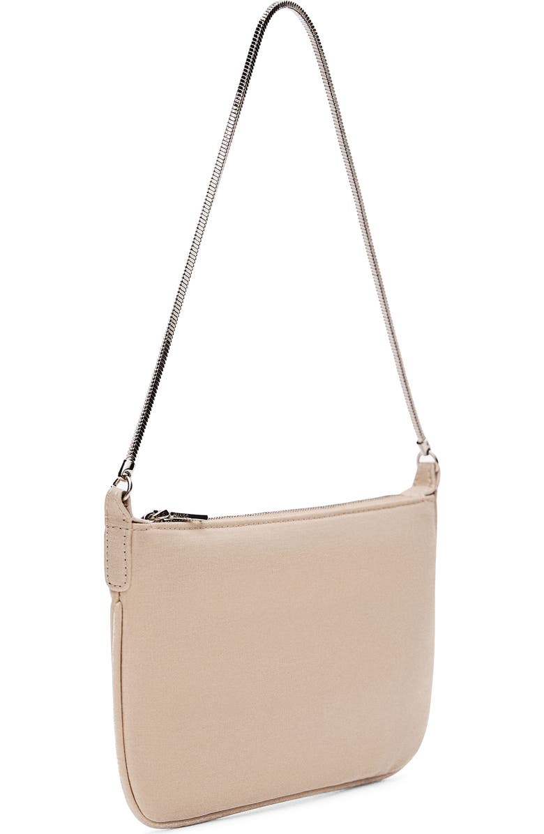 MANGO Slim Canvas Chain Handle Bag, Alternate, color, Beige